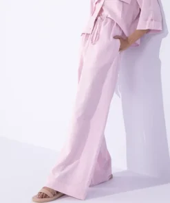 Sale Sapphire Blended Linen Pull On Trousers Lilac