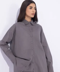 Online Sapphire Blended Linen Shirt Grey