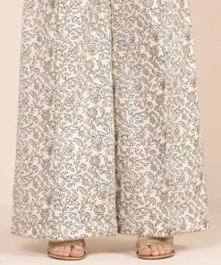 Discount Sapphire Block Printed Flared Pants White