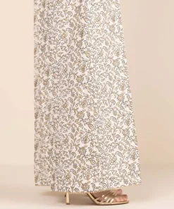 Discount Sapphire Block Printed Flared Pants White