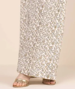 Discount Sapphire Block Printed Flared Pants White