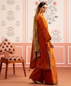 Best Sapphire Block Printed Flared Pants Orange