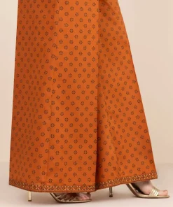 Best Sapphire Block Printed Flared Pants Orange