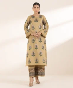 Hot Sapphire Block Printed Lawn Shirt Brown