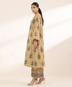 Hot Sapphire Block Printed Lawn Shirt Brown