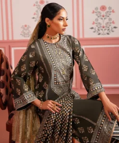 Sale Sapphire Block Printed Lawn Shirt Green
