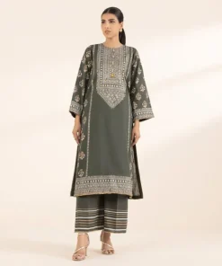Sale Sapphire Block Printed Lawn Shirt Green