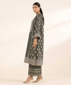 Sale Sapphire Block Printed Lawn Shirt Green