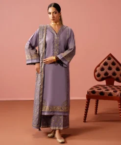 Online Sapphire Block Printed Lawn Shirt Purple