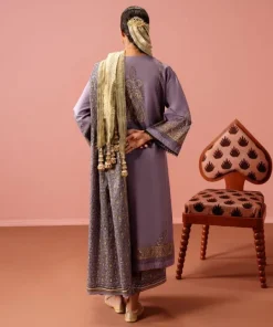 Online Sapphire Block Printed Lawn Shirt Purple
