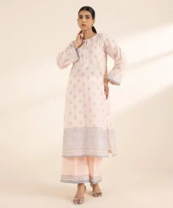 Clearance Sapphire Block Printed Lawn Shirt Pink