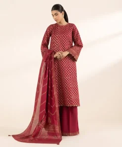 Clearance Sapphire Block Printed Voile Dupatta Maroon