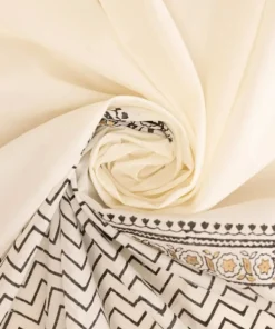Outlet Sapphire Block Printed Voile Dupatta White