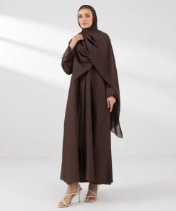 Sale Sapphire Button Through Kimono Abaya Brown