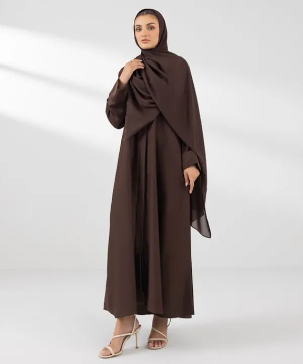 Sale Sapphire Button Through Kimono Abaya Brown