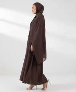 Sale Sapphire Button Through Kimono Abaya Brown