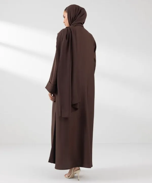 Sale Sapphire Button Through Kimono Abaya Brown