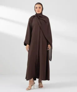 Sale Sapphire Button Through Kimono Abaya Brown
