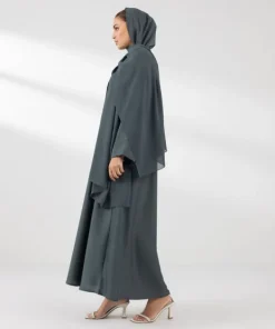 New Sapphire Button Through Kimono Abaya green