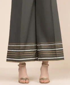 Fashion Sapphire Cambric Flared Pants Green