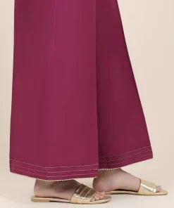 Outlet Sapphire Cotton Satin Flared Pants Purple