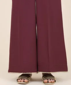 Best Sapphire Cotton Satin Flared Pants Burgandy