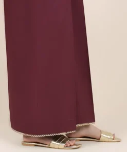 Best Sapphire Cotton Satin Flared Pants Burgandy