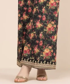Hot Sapphire Cotton Satin Flared Pants Black