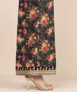 Hot Sapphire Cotton Satin Flared Pants Black