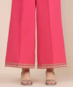 Best Sapphire Cotton Satin Flared Pants Pink