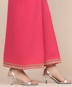 Best Sapphire Cotton Satin Flared Pants Pink