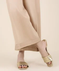 Fashion Sapphire Cotton Satin Flared Pants Beige