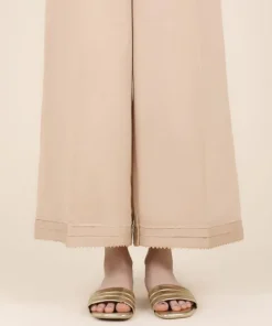 Fashion Sapphire Cotton Satin Flared Pants Beige