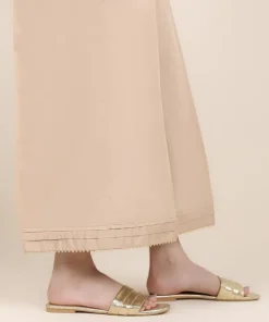 Fashion Sapphire Cotton Satin Flared Pants Beige