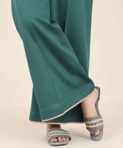 Hot Sapphire Cotton Satin Flared Pants Turquoise