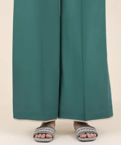 Hot Sapphire Cotton Satin Flared Pants Turquoise