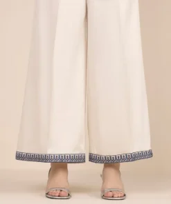 New Sapphire Cotton Satin Flared Pants White