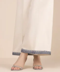 New Sapphire Cotton Satin Flared Pants White