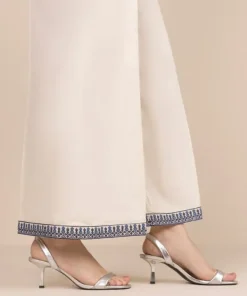 New Sapphire Cotton Satin Flared Pants White