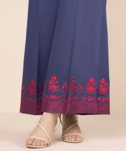 Hot Sapphire Cotton Satin Flared Pants Blue