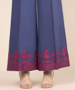 Hot Sapphire Cotton Satin Flared Pants Blue