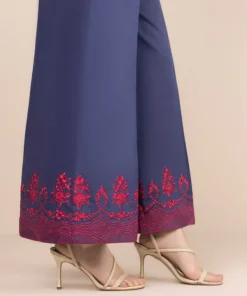 Hot Sapphire Cotton Satin Flared Pants Blue