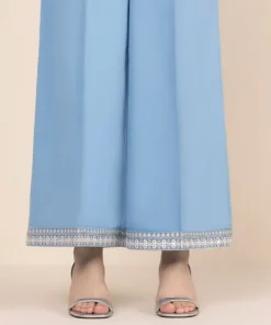 Outlet Sapphire Cotton Satin Flared Pants Blue