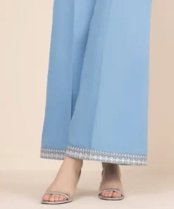 Outlet Sapphire Cotton Satin Flared Pants Blue