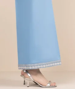 Outlet Sapphire Cotton Satin Flared Pants Blue