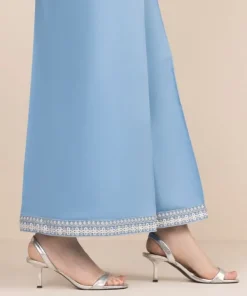 Outlet Sapphire Cotton Satin Flared Pants Blue