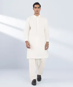 Fashion Sapphire Cotton Suit - Regular Fit White