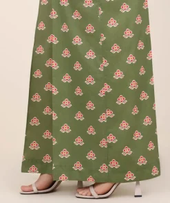 Discount Sapphire Cotton Viscose Flared Pants Green
