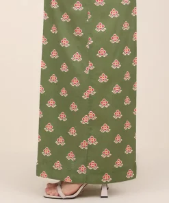 Discount Sapphire Cotton Viscose Flared Pants Green