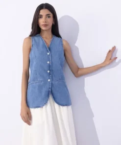 New Sapphire Denim Waistcoat Blue Wash